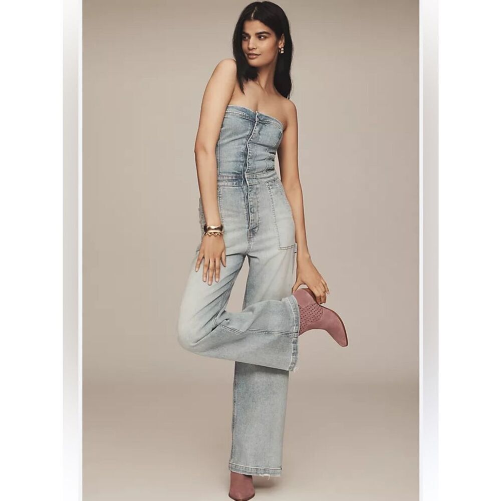 Hudson Jeans Light Blue Strapless Jeans Denim Jumpsuit NWT size 25